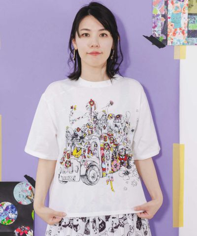 Re:フラワーカーと女の子たち プリントTシャツ-1