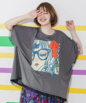 メガネスカラーちゃんプリントTシャツ-1