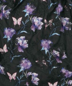 蝶レースチュール切替 紫陽花とバラ柄ワンピース-10