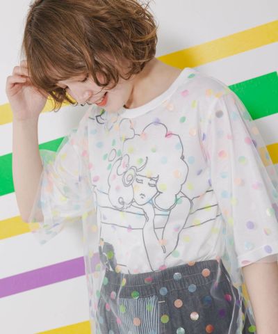 スカラーちゃんバスタイム ドットチュールTシャツ-1