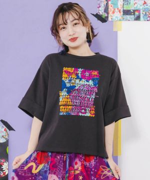 SCOLARロゴ フロッキープリントTシャツ-1