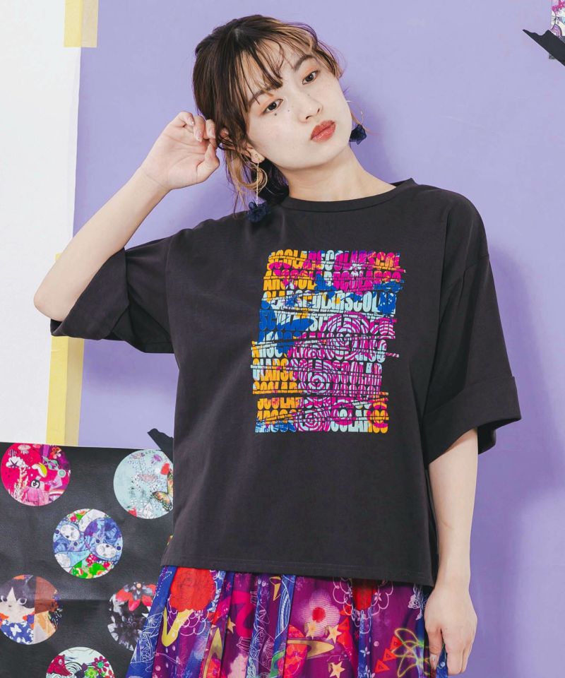 SCOLARロゴ フロッキープリントTシャツ-3