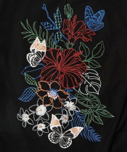 蝶花フルーツ柄刺繍 ボレロ風カーディガン-10