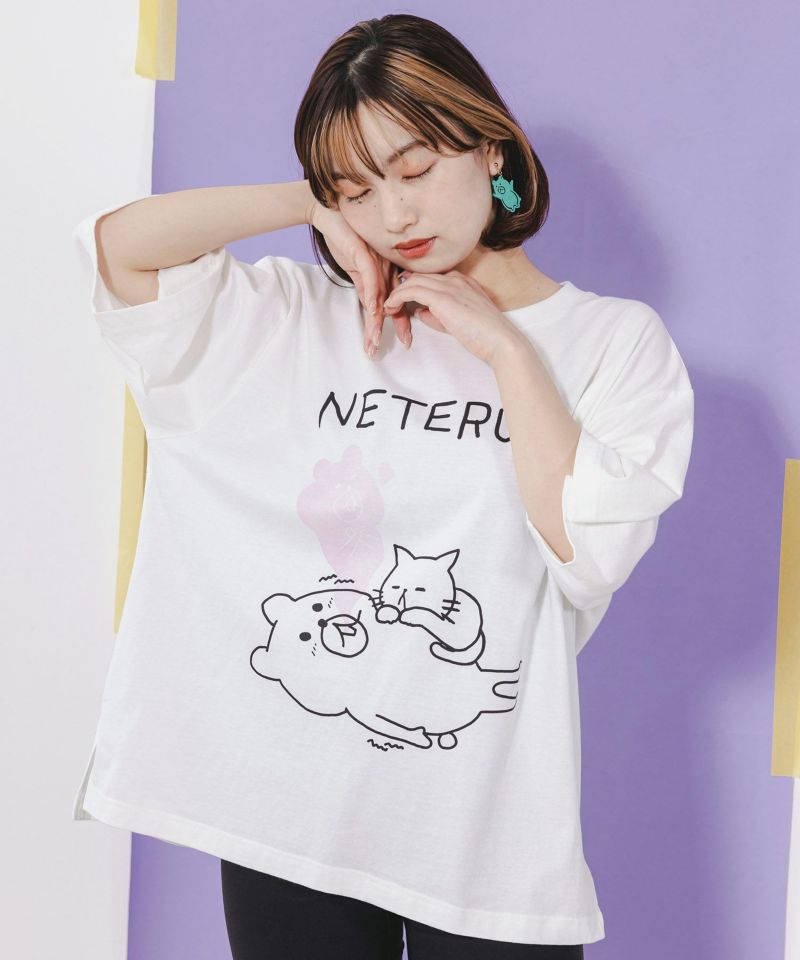 おなかの上でネコちゃんが寝てるの嬉しすぎ UVプリントTシャツ-3