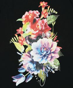 花柄シフォンドットジャガード切替ワンピース-10