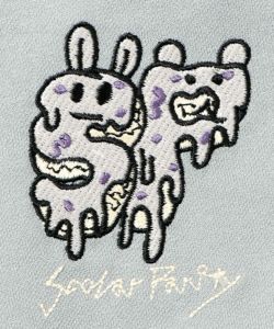 パリティーのクマとウサギのドーナツ刺繍パンツ-8