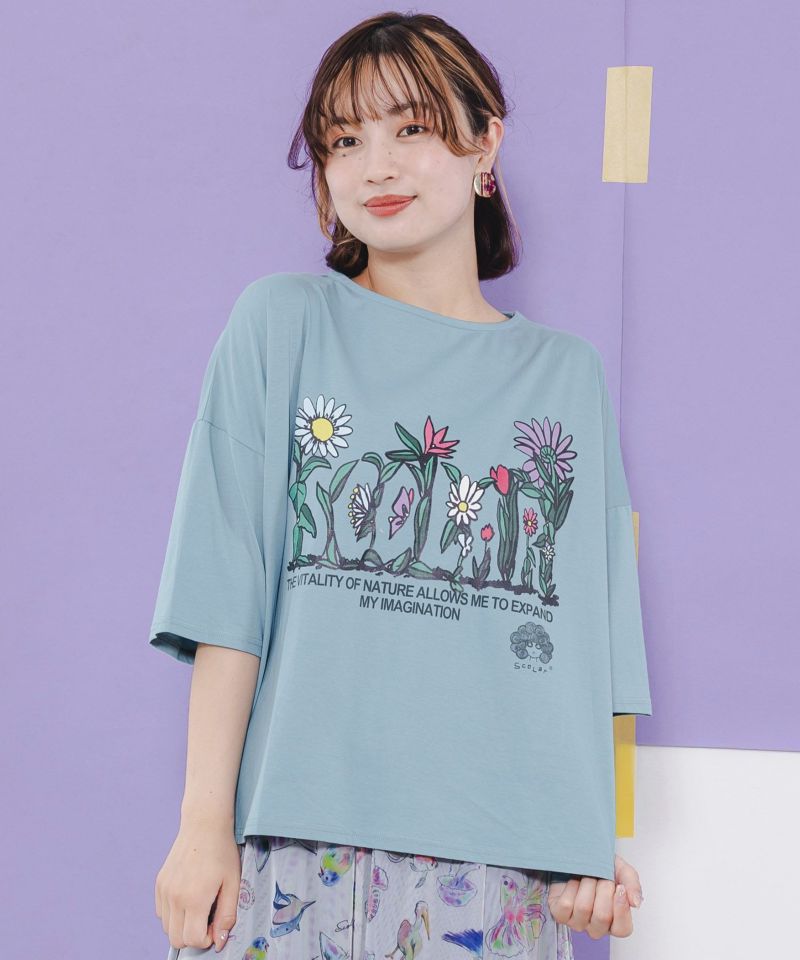 花ロゴ柄 接触冷感Tシャツ-3