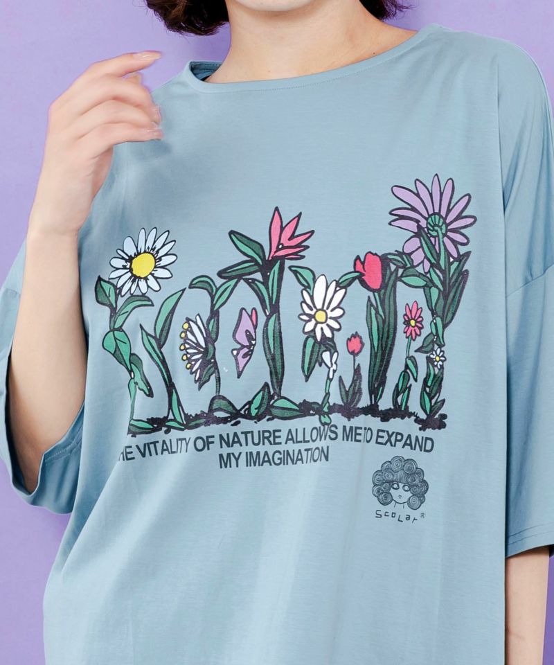 花ロゴ柄 接触冷感Tシャツ-5