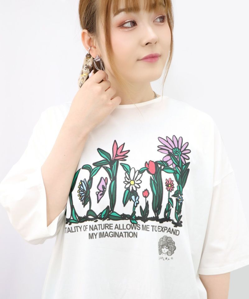 花ロゴ柄 接触冷感Tシャツ-21