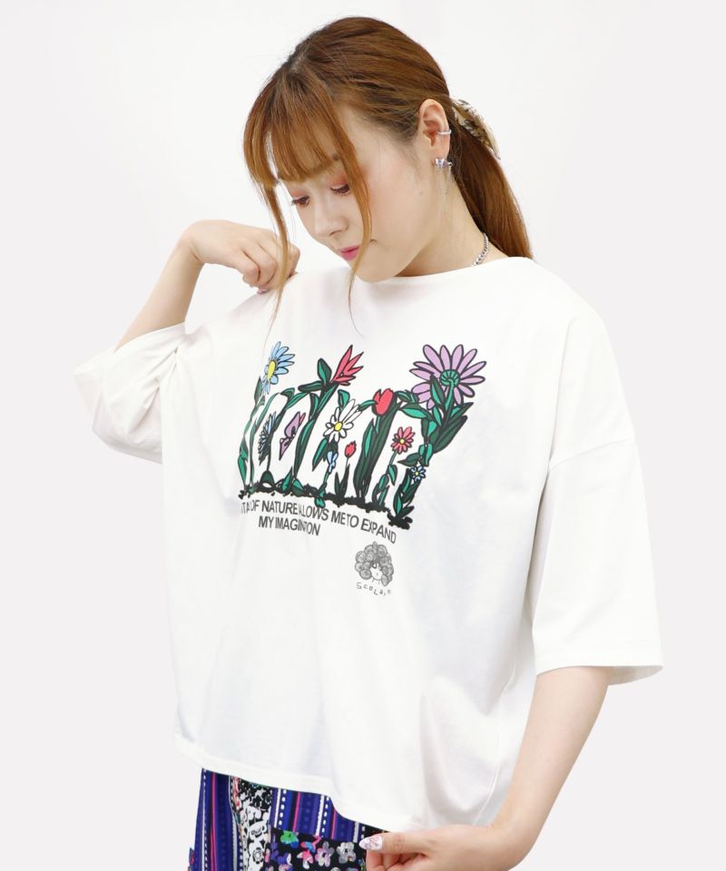 花ロゴ柄 接触冷感Tシャツ-22