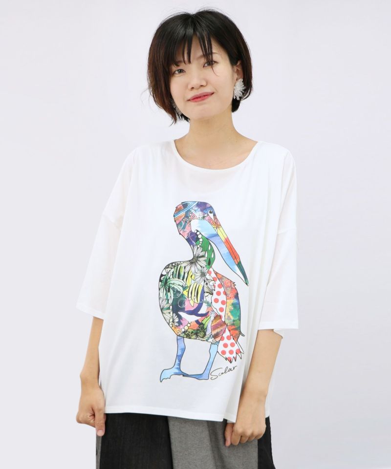 ペリカン柄 接触冷感Tシャツ-19