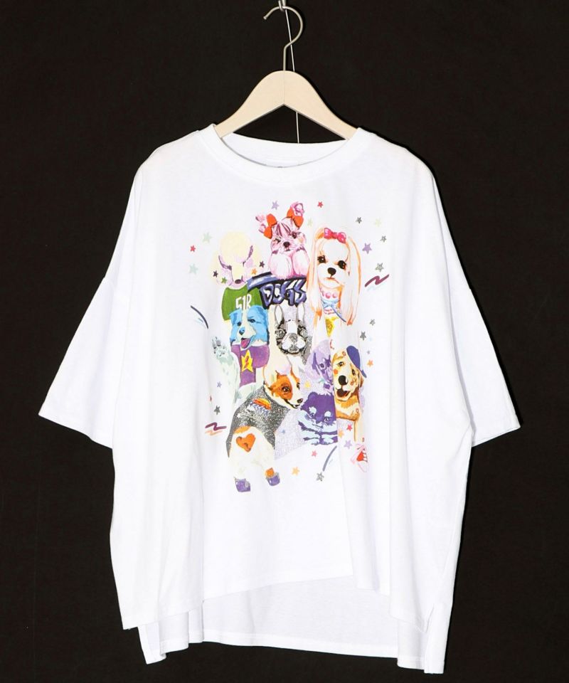 いろんなワンちゃんおめかし柄Tシャツ-10