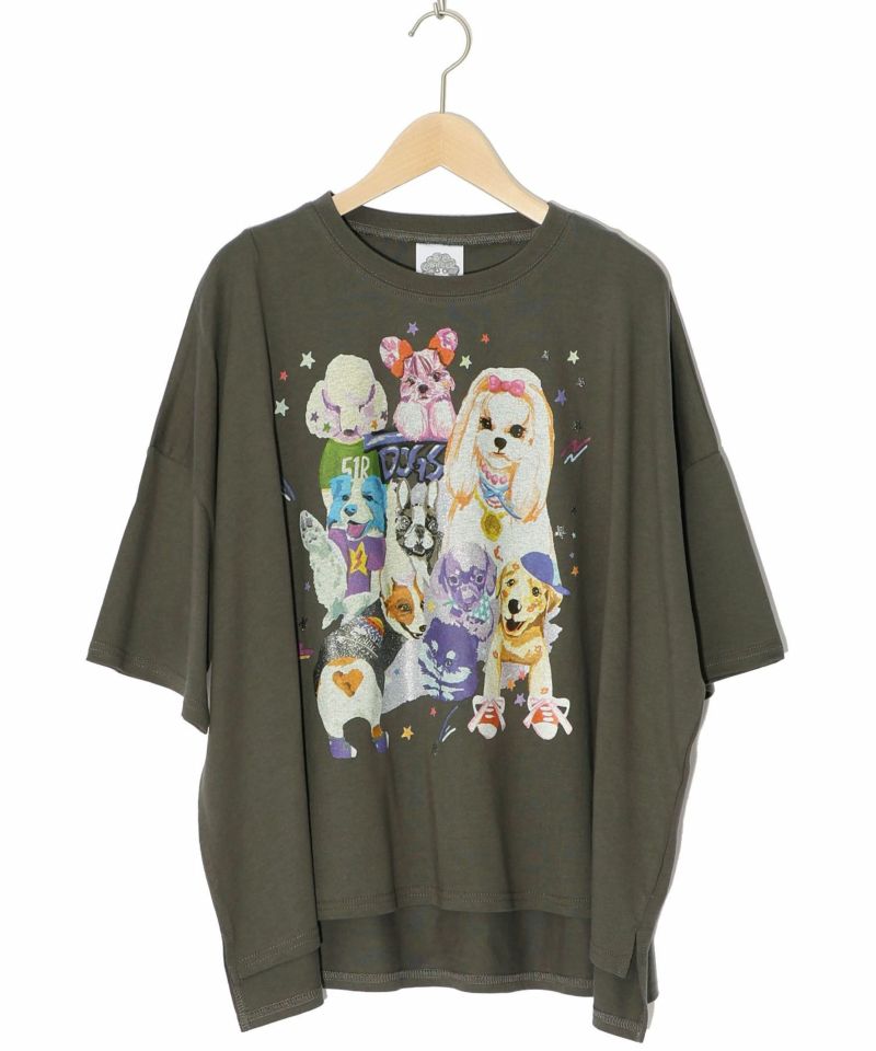 いろんなワンちゃんおめかし柄Tシャツ-12