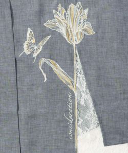 チューリップと蝶刺繍 スリットレーススカート-11