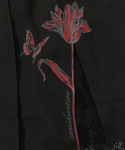 チューリップと蝶刺繍 スリットレーススカート-14
