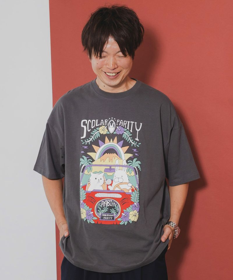 ネコとラビルのドライブシーン Tシャツ-1