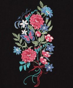 花と蝶刺繍レース切替チュニック-12