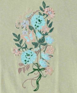 花と蝶刺繍レース切替チュニック-14
