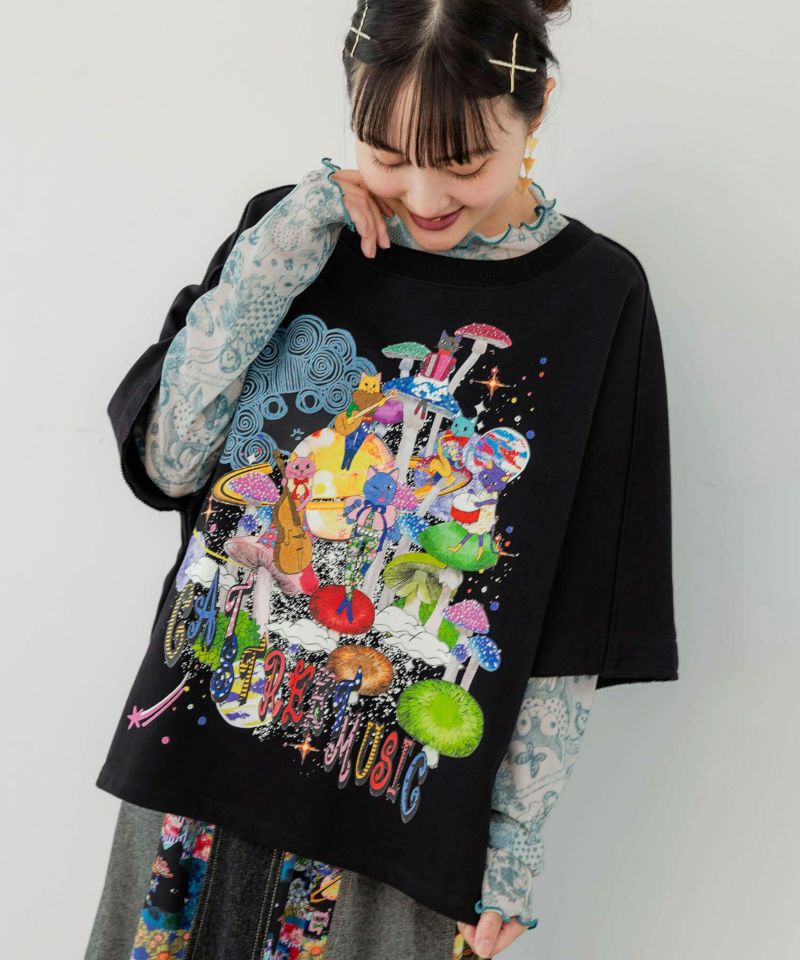 花・宇宙クラゲ・アニマル 3柄展開 ラメニットソーインナーTシャツ-15