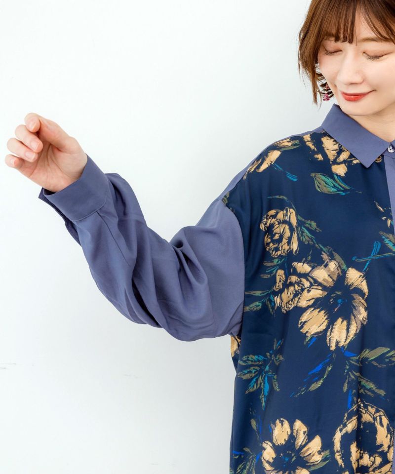 543209：華やかな花柄シャツワンピースの通販-ScoLar