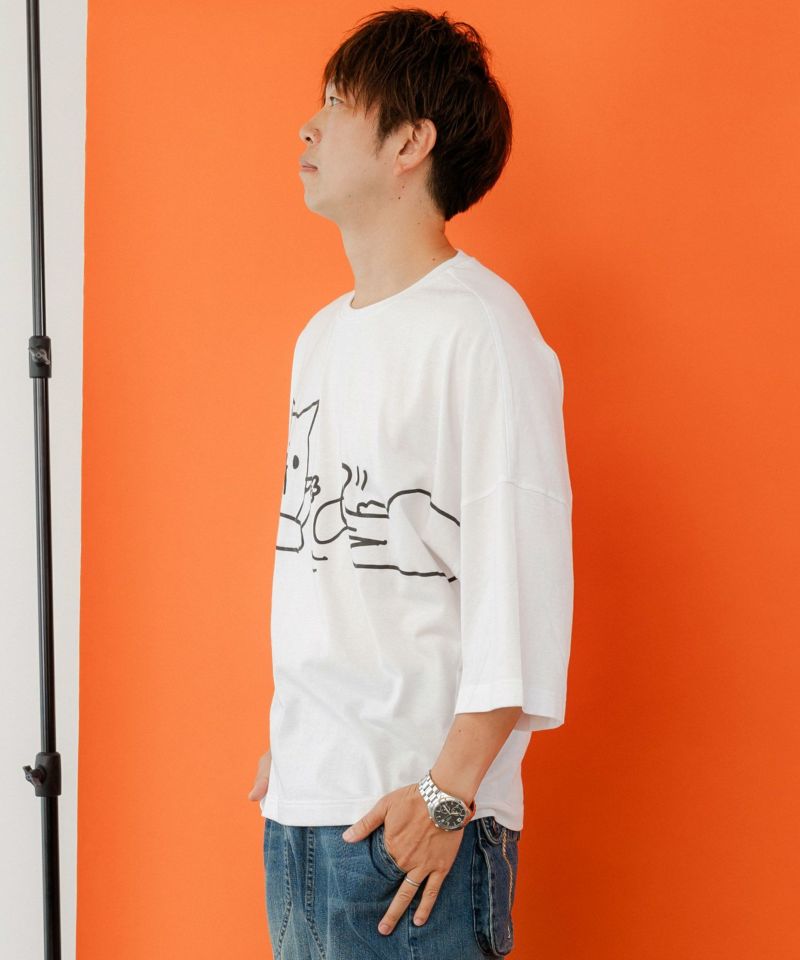 しっぽを追いかけてたら長くなっちゃったネコ ロングスリーブTシャツ-3