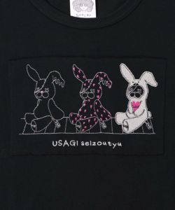 うさぐるみ製造中 刺繍アップリケロングスリーブTシャツ-9