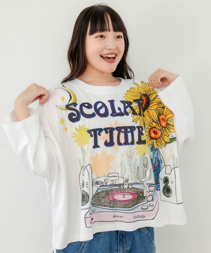 レコードを聴く夜のワイドシルエットTシャツ-1