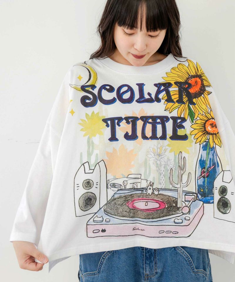 レコードを聴く夜のワイドシルエットTシャツ-2