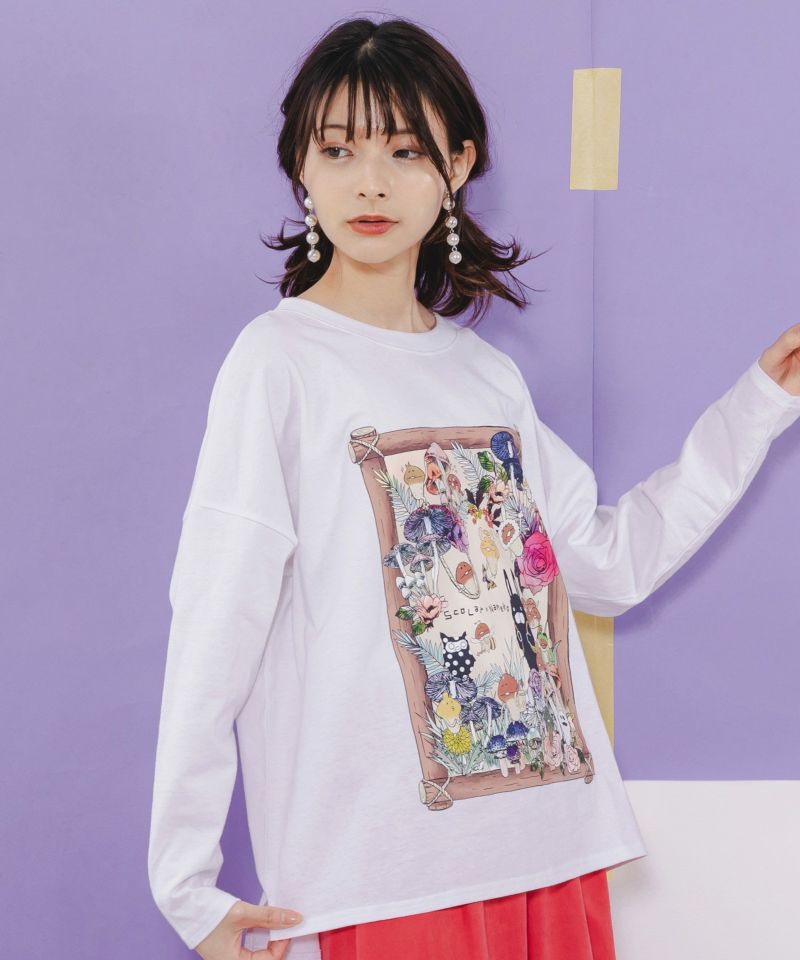 なめことラビル 仲良しの森 ロングスリーブTシャツ-1