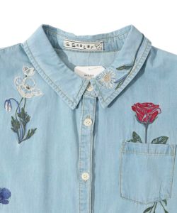 花刺繍ティアードシャツワンピース-14