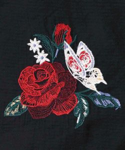 花蝶刺繍レース切替ロングブルゾン-11