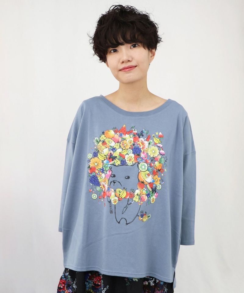 フルーツライオンに見せかけたワンちゃん 8分袖Tシャツ-16