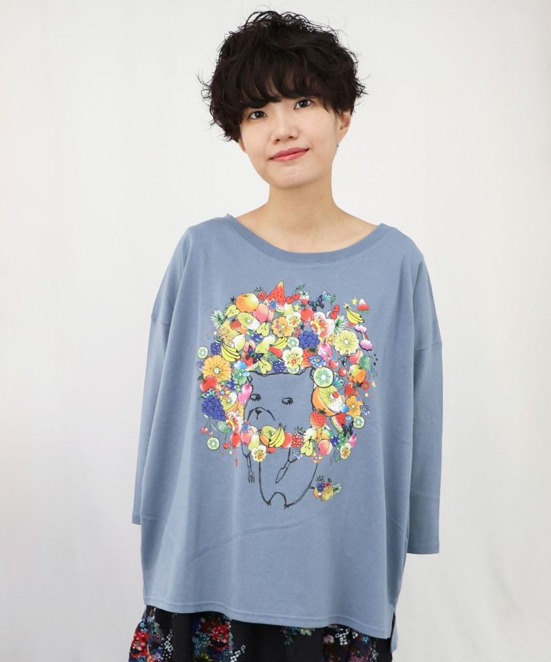 フルーツライオンに見せかけたワンちゃん 8分袖Tシャツ-16