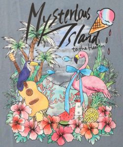 花と鳥たちの楽園プリント 8分袖Tシャツ-12