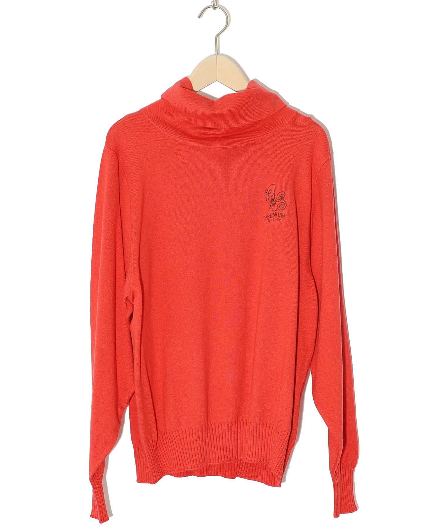 743003：素材にこだわったカシミアニット刺繍 ハイネックプルオーバー  