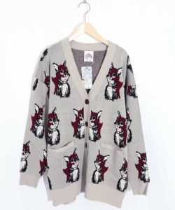 143647：ネコヒーロージャガードニットカーディガンの通販-ScoLar