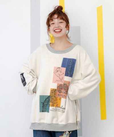 343146：トップニャン柄裏毛BIGプルオーバーの通販-ScoLar