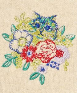 ネコ花刺繍アームカバー付 ニットポンチョ-9