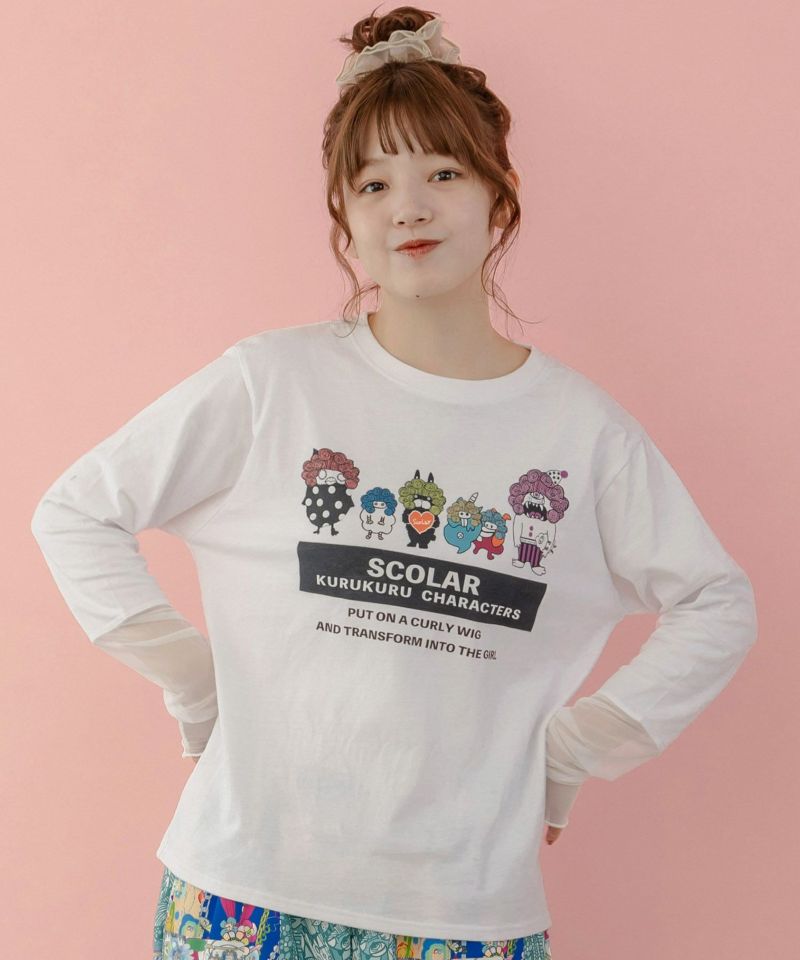 スカラーちゃんとお揃いキャラクターズ 袖チュール切替Tシャツ-3