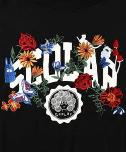 143698：ロゴ×花刺繍 ラバープリント裏毛プルオーバーの通販-ScoLar