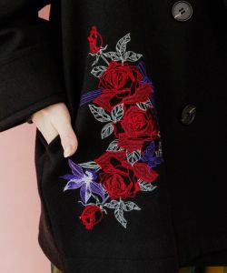 蝶刺繍 チェック柄×メルトンコート(505709881) | イズ スカラー