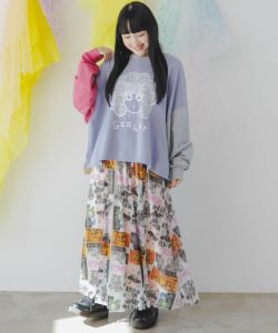 143751：スカラーちゃんオーロラプリント バイカラー裏毛プル