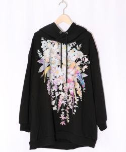 SEX POT黒と紫の花柄クモの巣チュニック レディース