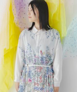 543273：花アニマル星座柄 シャツワンピースの通販-ScoLar