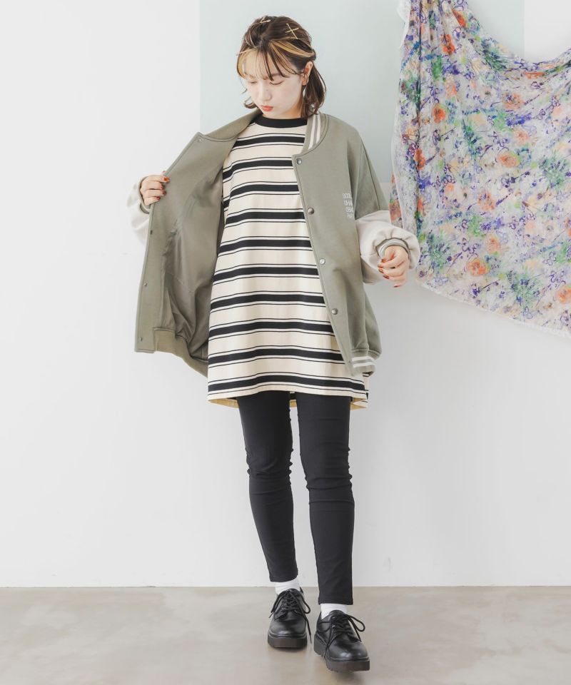 クマ小僧刺繍 ボーダーロングスリーブTシャツ-6