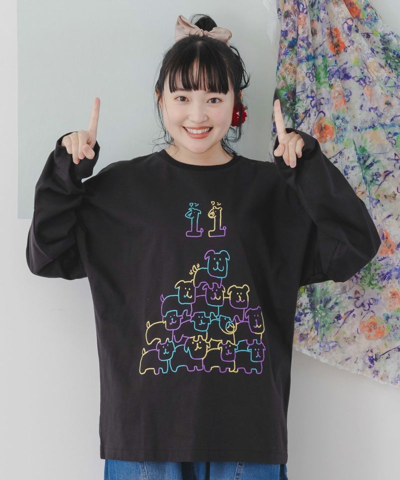 11ぴきのワンワン 発泡プリントロングスリーブTシャツ-1