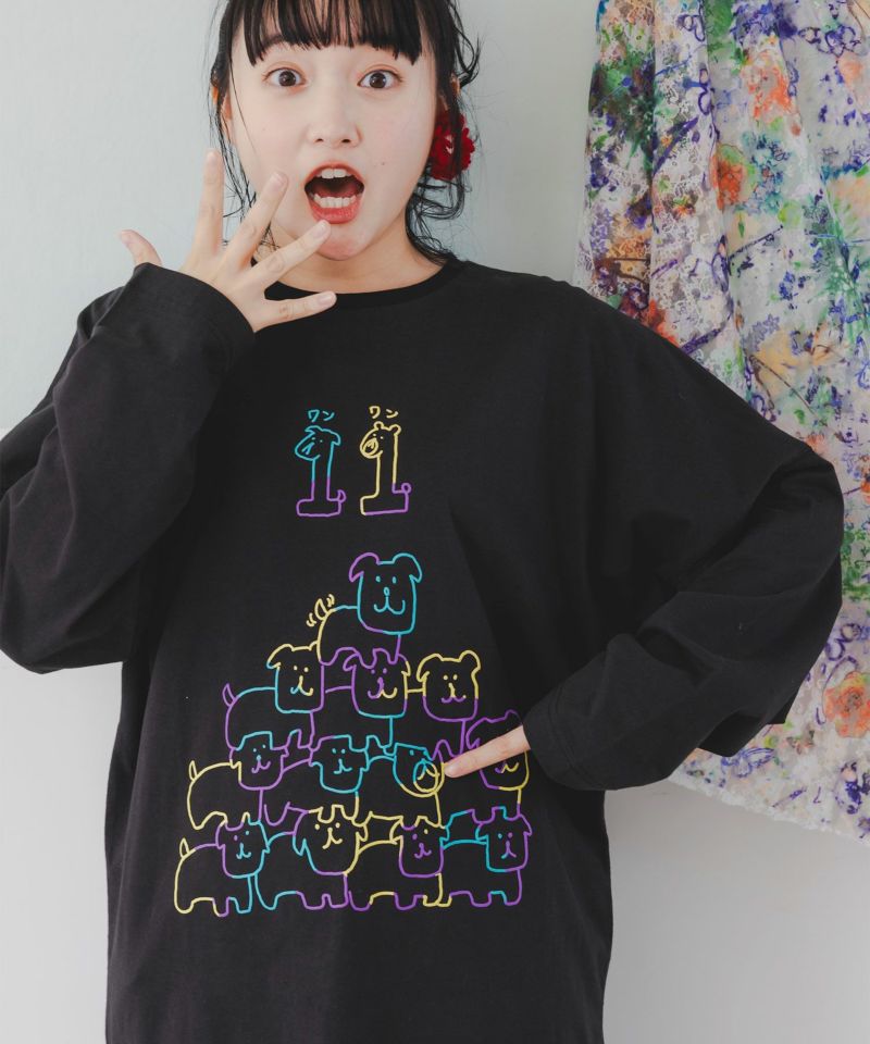 11ぴきのワンワン 発泡プリントロングスリーブTシャツ-2