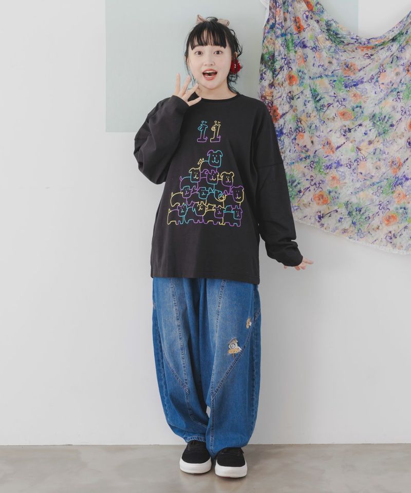 11ぴきのワンワン 発泡プリントロングスリーブTシャツ-3