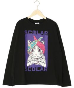 151618：ターバンを巻いたおしゃれネコ ロングスリーブTシャツの