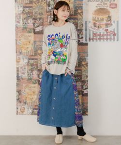 151616：花アニマルスカラーちゃん 配色メロウミシンTシャツの